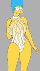 big_breasts blue_hair clothing marge_simpson nipples pbrown see_through solo the_simpsons