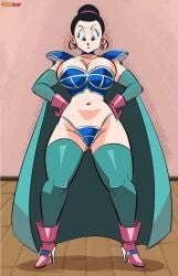 -pan 1girl armor ass battle battle_armor big_breasts bikini_armor black body boots bouncing breasts cape chichi cinderdryadva clothes dragon_ball dragon_ball_woman dragon_ball_z earring earrings eyes female funsexydragonball gloves hair heel heeled heels high jiggle jiggling milf no on penetration screenshot solo stitched thekaimaster07 trying venus voluptuous voluptuous_female