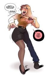 age_progression aged_up ass_expansion baptism blonde_hair blush blushing breast_expansion butt_expansion cleavage clothing_transformation color english_text forced forced_transformation gender_transformation genderswap_(mtf) grumpy-tg hair_growth highheels legs male_to_female milf mormonism office office_clothing original original_character pantyhose religion religious religious_clothing resisting rule_63 simple_shading skirt struggling text thick_thighs transformation white_background