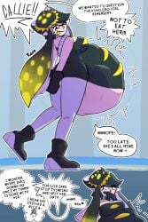 1girls 2d artist_name callie_(alterna) callie_(splatoon) color colored deep_cut_(splatoon) dialogue english_text female inkling octoling prey_outline same_size_vore shiver_(splatoon) shiver_hohojiro splatoon splatoon_(series) splatoon_3 splatoon_3:_return_of_the_mammalians squid_sisters text text_bubble twitter_link vore vore_belly vore_comic winking_at_viewer