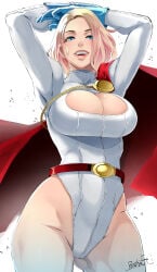 1girls breasts butcha-u dc dc_comics female female_focus female_only karen_starr large_breasts light-skinned_female light_skin power_girl solo thick_thighs thighs wide_hips