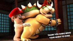 2boys 3d anal_sex big_head bowser gay human humanoid_penis koopa male male/male mario_(series) naked nintendo penis skinny small_body unknown_artist