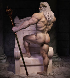 1boy 3d ass back back_muscles back_view beard big_ass big_butt broad_shoulders bronze butt cgi deity freckles from_behind greek_mythology hair headpiece human human_only humanoid leg_up long looking_to_the_side male male_only marble mature mature_male muscular pillar posing presenting_hindquarters rapist rapist_real scepter solo standing thick_thighs throne vascular veiny_muscles white_hair white_male yolco zeus