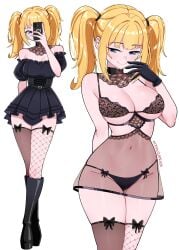 1girls ani_(twitter) ani_(xai) ass breasts elpipe3000 female female_focus female_only grok grok_(x) grok_(xai) large_breasts light-skinned_female light_skin lingerie solo thick_thighs thighs twintails twitter wide_hips