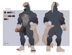 2022 anthro apple-faced arm_hair artist_name ass ball_tuft balls black_balls black_nipples black_penis blue_body body_hair brown_eyes chest_hair dated draft_horse equid equine erection front_view genitals gloves_(marking) hair hi_res horse leg_hair leg_markings looking_at_viewer male mammal markings medial_ring model_sheet mouth_closed multicolored_penis muscular muscular_anthro muscular_male navel nipples nude penis rear_view red_penis simple_background socks_(marking) solo standing tail tan_hair tan_tail text tuft two_tone_penis vein veiny_penis white_body