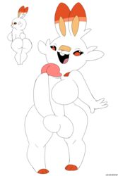 1futa 1girls anthro ass big_ass big_breasts big_penis big_testicles colorcoroded dickgirl furry futanari hi_res intersex nintendo penis pokémon_(species) pokemon pokemon_ss scorbunny solo testicles thick_thighs video_games wide_hips