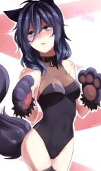 1girls animal_ears animal_hands animal_tail artist_name artist_signature bad_id bad_pixiv_id bags_under_eyes black_choker black_leotard black_thighhighs blush breasts cat_ears cat_paws cat_tail catgirl character_name choker cresent_moon english_text eyebrows eyebrows_visible_through_hair eyelashes eyelashes_visible_through_hair fringe fringe_hair gloves heart leotard looking_at_viewer medium_hair medium_length_hair messy_hair navy_blue_hair no_teeth non_sexual nonsexual oka_ruto paw_gloves paws purple_eyes sakotach solo solo_female tail text thighhighs yandere_simulator