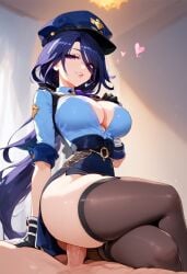 ai_generated alternate_costume clorinde_(genshin_impact) genshin_impact on_top police police_uniform sex