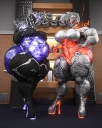 2girls bbw big_breasts breasts chubby cleavage ember_(warframe) female huge_breasts qzk_forte tagme thick_thighs warframe wide_hips