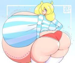 back_view blonde_hair cassie_(theycallhimcake) edit heart huge_breasts hyper_pregnancy pregnant purpleguyri riley_moore_(artist)