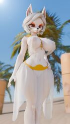 1girls 3d ankh anthro anthro_only big_breasts blue_sky blurry_background breasts clothed clothed_female clothing column day detailed_background egyptian_clothes female furry furry_only hand_on_hip iamyours looking_at_viewer nude nude_female orange_nails outdoors palm_tree plant purah purah_(mayosplash) purah_(tears_of_the_kingdom) pussy red_eyes sand see-through_clothing sky standing sun sunlight the_legend_of_zelda the_legend_of_zelda:_tears_of_the_kingdom tree white_hair wolf wolf_ears