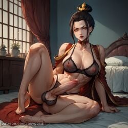 1futa abs ai_generated avatar_legends avatar_the_last_airbender azula ball_bra bed big_penis black_hair clothed clothing colored curvy digital_media_(artwork) erect_penis erection feet fire_nation front_view futa_focus futa_only futa_sans_pussy futanari hair_ornament huge_cock mommy muscular_futanari pillow princess psyopsai red_eyes royalty short_hair sitting solo solo_focus uncensored watermark