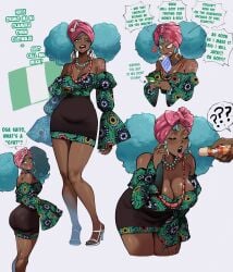 1girls african african_female afro afro_puffs alternate_skin_color aqua_eyes aqua_hair big_ass big_breasts black_skirt blackwashed cleavage clothed clothed_female collage curvy curvy_female dark-skinned_female dark_skin dat_ass detached_sleeves english_text female food gold_earrings gyatt hatsune_miku headscarf high_heels hoop_earrings latin_american_hatsune_miku_(meme) nigerian nigerian_flag nigerian_miku phallic_symbol piercing sexually_suggestive shoulder_tattoo simulated_fellatio skirt solo suggestive_food sweat tattoo text thiccwithaq toenail_polish tongue_piercing traditional_clothes very_dark_skin vocaloid