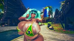 3d areolae areolae_peeking blue_eyes blue_hair brazil brazilian brazilian_female brazilian_miku busty curvy female female_only gigantic_breasts hatsune_miku honey_select_2 huge_breasts illusion_soft kunaboto_(style) latin_american_hatsune_miku_(meme) lollipop massive_areolae massive_breasts micro_bikini muscular_male painted_nails randoxwando resort shiny_skin soda soda_can squish squished_breasts sunglasses tanned tanned_body tanned_female tanned_skin tongue tongue_out tropical venus_body vocaloid voluptuous wink