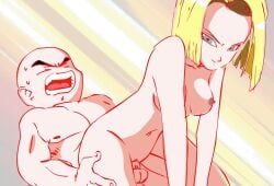 1boy 1girls android_18 animated bald bald_man big_ass big_penis blonde_hair blonde_hair_female couple dragon_ball female husband_and_wife krillin kuririn live2d medium_breasts muscular_male nipples sex sitting sitting_on_penis sitting_on_person sweat thick_thighs uncensored vaginal_penetration vaginal_sex w.t.dinner