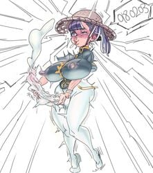 1futa balls big_breasts breasts bulge chinese_clothes clothed clothing cum cum_in_clothes cumshot dickgirl ejaculation foreskin fully_clothed futa_only futanari huge_cock human intersex lipstick long_penis masturbation mungsaman nipple_bulge orgasm purple_hair solo straw_hat tight_clothing two-handed_masturbation urethral_bulge