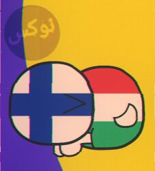 2boys arabic_text countryballs finland_(countryballs) gay glitch_effect male male/male male_only no_shading polandball simple_background simplistic unknown_artist waddling_head