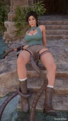 3d ass big_breasts boots breasts brown_hair bubble_butt busty cleavage cleavage_cutout female female_focus female_only fingerless_gloves hourglass_figure lara_croft lara_croft_(survivor) leotard long_hair necklace ponytail sex smutnysize tagme tattoo tentacle tentacle_around_arm tentacle_around_leg tentacle_sex tentacle_under_clothes thong_leotard tomb_raider tomb_raider_(survivor) wide_hips