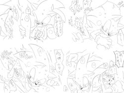 4:3 all_fours anal anal_sex anthro anthro_penetrated arm_grab ass ass_up balls bed bodily_fluids breath clothing dialogue drooling duo erection eulipotyphlan from_behind_position gloves grabbing_sheets handwear hedgehog human human_on_anthro human_penetrating human_penetrating_anthro interspecies japanese_text leg_grab legwear looking_back male male/male male_penetrated male_penetrating mammal monochrome on_bed one_eye_closed penetration saliva sequence sex socks sonic_(series) sonic_the_hedgehog speech_bubble sweat text wrist_grab なし