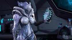 1girls 3d alternate_breast_size animated bad_anatomy breast_expansion breasts breasts_bigger_than_head cleavage coot27 expansion female female_only growth huge_breasts humanoid hyper_breasts monster monster_girl no_sound robot robot_girl saryn_(warframe) solo source_filmmaker video warframe