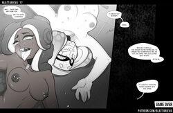 after_rape after_sex animal_humanoid big_breasts blattarieva bodily_fluids breasts broken_rape_victim cephalopod cephalopod_humanoid collar comic crying dark_skin dialogue digital_media_(artwork) drugged drugs duo english_text female huge_breasts humanoid inkling marina_(splatoon) marine marine_humanoid mollusk mollusk_humanoid monochrome nintendo nipples nude octarian octoling open_mouth pills pseudo_hair rape simple_background smile speech_bubble splatoon syringe tears teeth tentacle tentacle_hair text tongue video_games