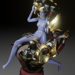 3d cunnilingus dark-skinned_male doomfist forced forced_cunnilingus overwatch rape reverse_forced_oral size_difference uncomfortable widowmaker