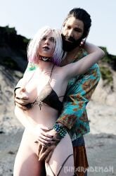 breasts dbd dead_by_daylight fingering_partner jeff_johansen lunarademon masturbation nipple_piercing rubbing_pussy sable_ward smile squished_breasts