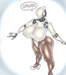 ass big_ass breasts female haydee haydee_(game) helmet high_heels large_breasts leotard mungsaman nipple_bulge pantyhose pussy robot_girl thick_thighs