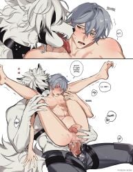 2boys anal animal_genitalia animal_penis furry furry_on_human gay male male/male male_focus male_on_male male_only male_penetrated male_penetrating tagme von_lycaon wise_(zenless_zone_zero) yaoi yukaero4 zenless_zone_zero