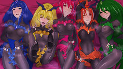 5girls bad_end_beauty bad_end_happy bad_end_march bad_end_peace bad_end_precure bad_end_sunny black_bodysuit bodysuit clothing cure_beauty cure_happy cure_march cure_peace cure_sunny dark_magical_girl dark_persona erect_nipples erect_nipples_under_clothes female female_only flat_chest group hino_akane hoshizora_miyuki jpeg lying magical_girl midorikawa_nao multiple_girls nishi_tagame precure pretty_cure reika_aoki shiny_clothes small_breasts smile smile_precure villain yayoi_kise