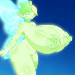 absurd_res big_breasts breasts fairy female green_body green_nipples hi_res huge_breasts humanoid nipples omenyanozero puyo_puyo puyo_puyo_quest sega smile solo thick_thighs