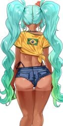 1girls 2024 ass ass_cheeks asscheeks back_view big_ass big_thighs blue_hair blue_string_bikini booty_shorts brazil brazilian brazilian_female brazilian_flag brazilian_miku breasts butt calves cyan_eyes cyan_hair dark-skinned_female dark_skinned earrings female female_focus female_only flower flower_in_hair flower_on_head flower_ornament from_behind from_behind_angle girl_focus gold_bracelet gold_bracelets gold_earring gold_jewelry green_trim guarana guarana_antarctica hair_ornament hatsune_miku holding_beverage holding_can jeans jeans_shorts latin_american_hatsune_miku_(meme) long_hair long_hair_female looking_at_viewer looking_away looking_away_from_viewer no_sex red_flower shiny_skin shirt shorts soda_can solo standing string_bikini tagme tan tan_body tanlines tanned_female tanned_girl tanned_skin thick_hips thick_thighs thighs thighs_together thong tied_shirt triangle_earrings twintails twintails_(hairstyle) uenoryoma vocaloid white_background yellow_shirt