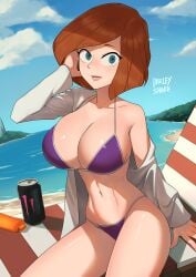 1girls ann_possible bare_arms bare_legs bare_shoulders bare_thighs barleyshake beach big_breasts bikini bikini_bottom bikini_top blue_eyes blush cleavage clothed clothing color female female_focus female_only hi_res kim_possible large_breasts light-skinned_female light_skin looking_at_viewer orange_hair revealing_clothes sand sea short_hair solo solo_female tagme thick_thighs water