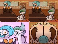 2boys ass_cleavage baws_(artist) big_ass bubble_butt butt_crack facesitting gallade gardevoir huge_ass lenny_(zer0264) pokemon pokemon_(species) thick_thighs wide_hips