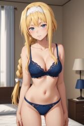 1female 1girls ai_assisted ai_generated alice_schuberg bra breasts commentary_request english_commentary female female_only hd hi_res highres light_skin mixed-language_commentary panties solo solo_female sword_art_online very_high_resolution