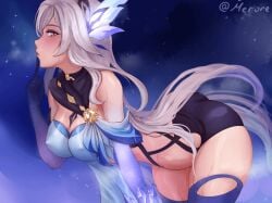 1girls female genshin_impact merore skirk_(genshin_impact) solo solo_female tagme white_hair