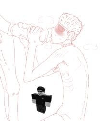 bizkuit blowjob blush facial gay horse horse_penis horsecock male nipples rainbowdinoxp ribs roblox roblox_avatar rope short_hair sketch skinny strezh_brigade sunglasses thin