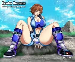 big_breasts bluegraves blush boots brown_eyes brown_hair busty censored cowgirl_position curvy female female_only fighter fingerless_gloves kazama_asuka legs_spread namco sitting solo squatting suggestive suggestive_position tekken tekken_5 tekken_7 tekken_tag_tournament_2 thick thick_thighs thighs tongue_out voluptuous wide_hips wrestling_outfit