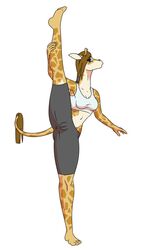 cameltoe female giraffe giraffid hi_res mammal sigur024 solo splits vertical_splits yoga_pants