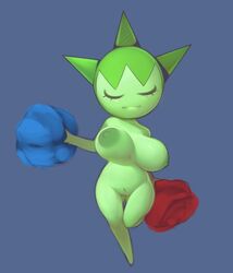 big_breasts breasts closed_eyes female flora_fauna flower green_skin humanoid nintendo nipples plant plantpenetrator pokémon_(species) pokemon pussy rose_(flower) roselia solo video_games