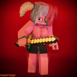 3d big_breasts character female female_only half-dressed iamcringe mine-imator minecraft monster monster_girl nether no_panties pink_and_white pink_hair pink_skin red_eyes solo sword tagme zombie_pigman