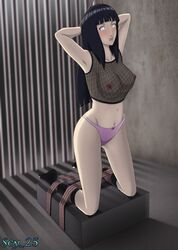1girls abs armpits arms_behind_head bare_legs bare_midriff bare_shoulders blue_hair blush bondage boots breasts busty exposed_breasts female female_only fishnet fishnet_shirt fishnets footwear fully_clothed hands_behind_head human hyuuga_hinata indoors inside knee_boots kneeling legs long_hair midriff mostly_clothed naruto naruto:_the_last naruto_(series) naruto_shippuden nipples nipples_visible_through_clothing on_knees open_mouth open_toe_shoes panties pink_panties platform prison prisoner rope rope_bondage scy_25 see-through shoes slave slavegirl solo thighs tied_up underwear undressed undressing white_eyes