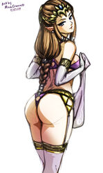 1girls artist_name ass clothing dated female female_only hair lingerie long_hair minacream nintendo princess princess_zelda solo the_legend_of_zelda twilight_princess video_games zelda_(twilight_princess)