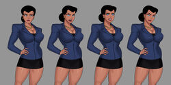 1girls angry biceps big_breasts black_dress black_hair blue_eyes blue_jacket bun business_suit busty cleavage dc dc_comics dcau diana_prince female female_only gold_jewelry golden_earrings hair_bun hand_on_hip huge_breasts justice_league long_hair muscular_female naughty_face necklace poses red_lipstick seductive seductive_smile short_dress smile solo sunsetriders7 wonder_woman_(series)