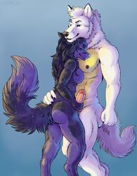 1boy 1girls 2019 abs animal_genitalia animal_penis anthro anthro_on_anthro ass athletic big_breasts big_penis black_fur blue_background blue_eyes blue_fur blue_skin breasts canine canine_penis closed_eyes digitigrade dipstick_tail duo erection eyebrows fahleir female fur furry hair half-closed_eyes handjob hi_res hug knot large_breasts large_penis larger_male male mammal marjani markings multicolored_fur multicolored_tail muscular muscular_male nipple_piercing nipples nude penis piercing purple_fur red_penis sideboob simple_background size_difference smaller_female smile standing tail testicles text thick_thighs toes two_tone_fur ulric_arnoux veins veiny_penis watermark white_fur white_hair white_skin wide_hips wolf yellow_fur yellow_skin