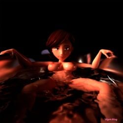 1girls 3d 3dgen bathroom disney female female_only helen_parr nipples pinup pixar smooth_skin solo the_incredibles