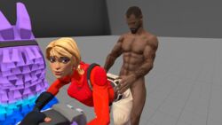 1boy 1girls 3d bent_over blue_eyes clothed_female_nude_male crossover doggy_style fortnite francis laguna_(fortnite) left_4_dead loot_llama male tagme