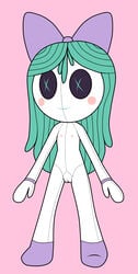 bow button_eyes doll flat_chest flat_chested green_hair inanimate_animate living_doll living_sex_toy long_hair melodie naked naked_female nipples nude nude_female outta_sync plushie pussy small_nipples teal_hair unknown_artist vagina white_skin