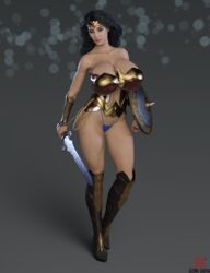 1girls 3d 3d_(artwork) aesmadaeva37 clothed clothed_female dc dc_comics diana_prince female female_only outfit revealing_clothes solo thong uncensored wonder_woman wonder_woman_(series)