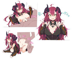 1boy :d ahoge all_fours arched_back areolae ass ass_grab bangs bar_censor bare_shoulders black_choker black_dress black_jacket black_legwear blush bottomless boy_on_top bra breast_grab breasts breasts_out censored choker cleavage clothed_female_nude_male curled_horns demon_horns detached_collar doggy_style double_w dress eyebrows_visible_through_hair female grabbing hair_between_eyes hanging_breasts hi_res horns jacket jewelry kneehighs kneeling large_breasts long_hair long_sleeves looking_at_viewer magrona magrona_channel maze_(gochama_ze_gohan) multiple_views nipples nose_blush nude open_mouth paizuri penis purple_bra purple_hair sex sleeves_past_wrists smile spaghetti_strap straight sweat underwear vaginal_penetration very_long_hair virtual_youtuber w x-ray yellow_eyes zipper zipper_pull_tab